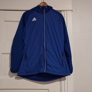 adidas Royal Blue Hooded Zip Windbreaker Women's Medium